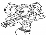 Printable suicide squad harley lines by meeki coloring pages