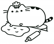 Printable Pusheen the Cat Chef Cook coloring pages