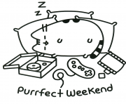Printable pusheen perfect weekend coloring pages