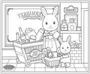 Printable super market sylvanian families carlico critters coloring pages
