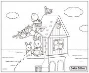 Printable calico critters house beach coloring pages