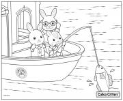 Printable calico critters fishing coloring pages