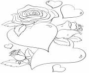 Printable hearts and roses coloring pages