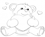 Printable bear and heart coloring pages