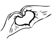Printable two hands forming shape of heart coloring pages