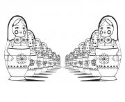 Printable adult russian dolls perspective double coloring pages