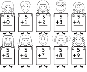 Printable Addition Kindergarten Math Worksheet coloring pages