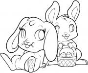 Printable cute rabbits for easter coloring pages