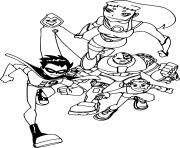 Printable teen titans team running coloring pages