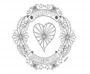Printable adult mothers day heart by Azyrielle coloring pages