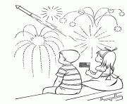 Printable July 4th Kids Fireworks coloring pages