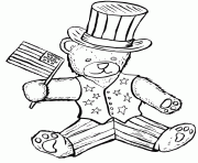 Printable Patriotic 4th of July teddy bear coloring pages