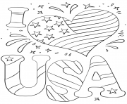 Printable i love usa 4th july coloring pages