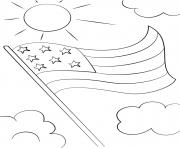 Printable cartoon usa flag sun coloring pages