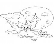 Printable cute flying bats halloween coloring pages