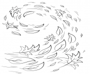 Printable swirling autumn leaves fall coloring pages