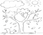 Printable fall tree nature coloring pages