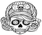 Printable Girl Skull for teens coloring pages