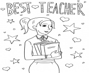 Printable best teacher day coloring pages