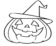 Printable pumpkin with hat halloween coloring pages