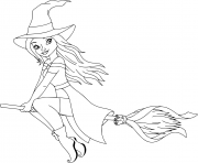 Printable cute witch barbie coloring pages