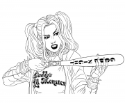 Printable harley quinn good night stick coloring pages