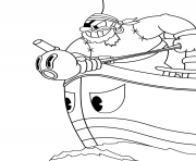 Printable cuphead pirate boat coloring pages