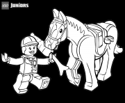 Printable lego horse and lego woman coloring pages