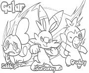 Printable pokemon sword shield starters by gladioh coloring pages