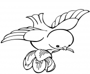 Printable bird carrying flower coloring pages