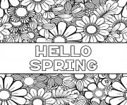 Printable hello spring flowers coloring pages