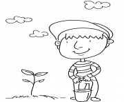 Printable man planting a tree coloring pages