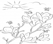 Printable spring flowering branches coloring pages