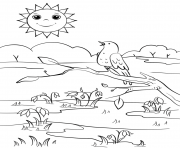 Printable spring scene coloring pages