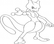 Printable Mewtwo legendaire generation 1 coloring pages