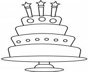 Printable birthday cake three candles coloring pages
