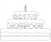 Printable happy birthday cake coloring pages