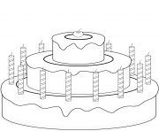 Printable birthday cake with cherry coloring pages