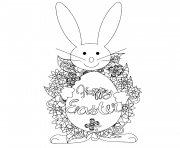 Printable easter on egg anti stress rabbit coloring pages