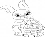 Printable easter rabbit with basket and eggs coloring pages