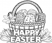 Printable basket egg adult happy easter coloring pages