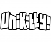 Printable UniKitty Logo Black and White coloring pages