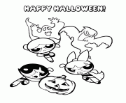 Printable powerpuff girls and halloween ghosts coloring pages