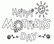 Printable happy mothers day flowers sun coloring pages