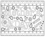 Printable mothers day with love coloring pages