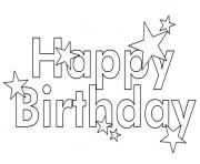 Printable Happy Birthday Text coloring pages