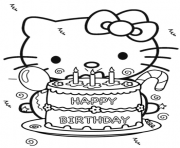 Printable happy birthday hello kitty coloring pages