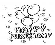 Printable happy birthday with balloons for kids coloring pages