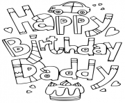 Printable happy birthday daddy doodle coloring pages
