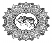 Printable adult mandala elephant india zentangle coloring pages